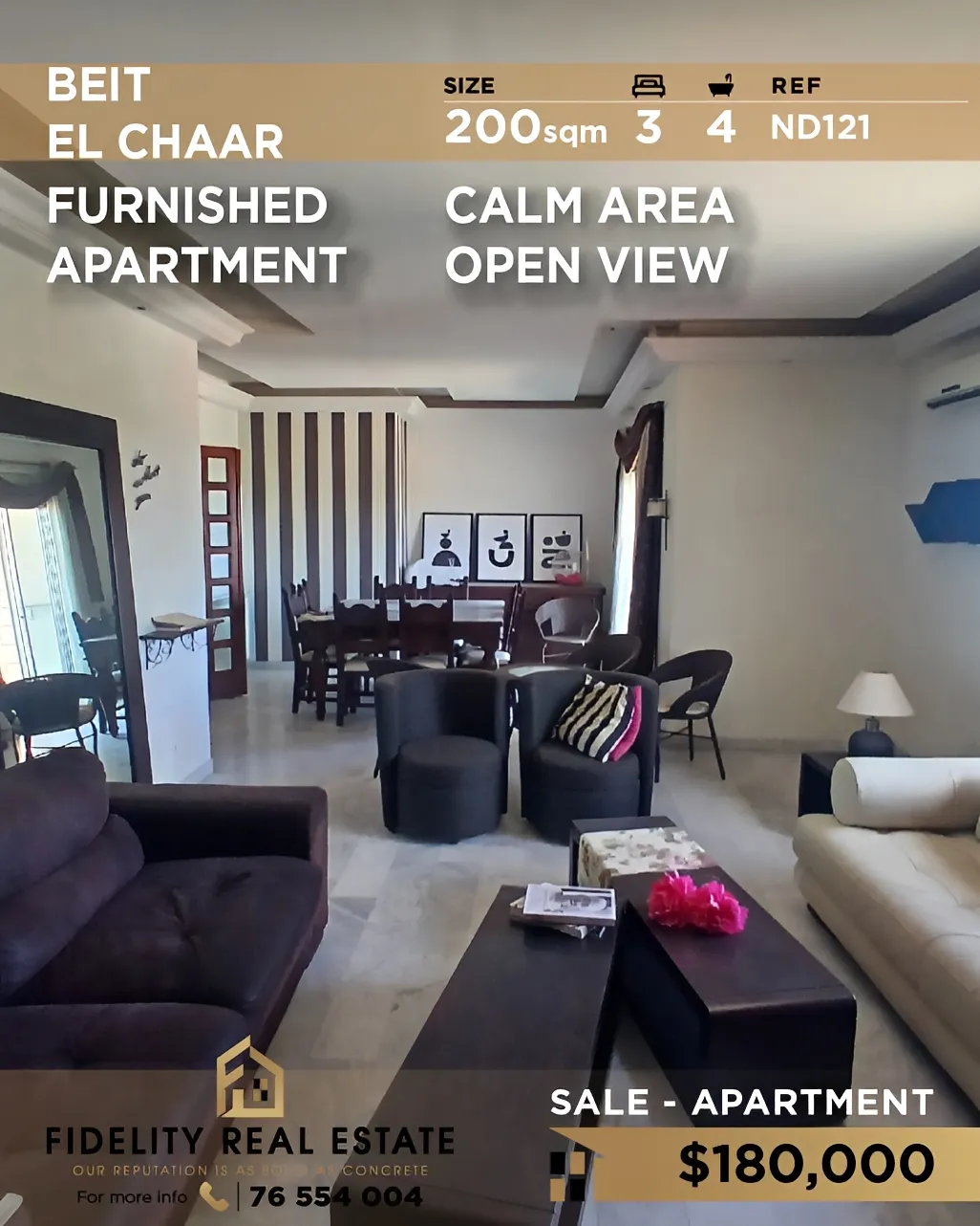 Apartment for sale in Beit El Chaar, Lebanon - 3 bed, 4 bath