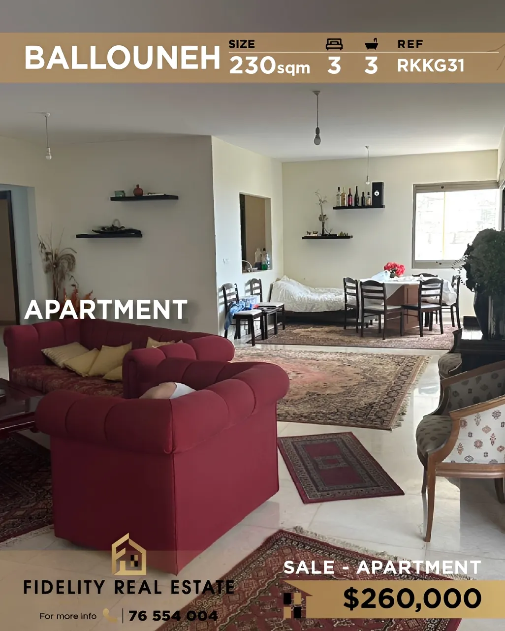 Apartment for sale in Ballouneh, Lebanon - 3 bed, 3 bath