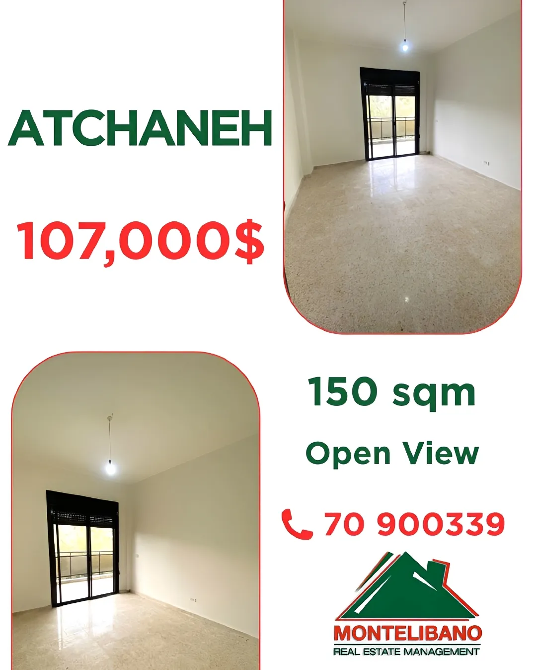 Apartment for sale in Aatchane, Lebanon - 3 bed, 2 bath