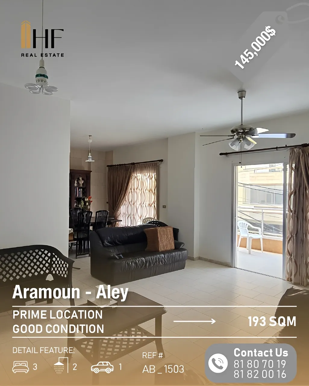Apartment for sale in Aaramoun
