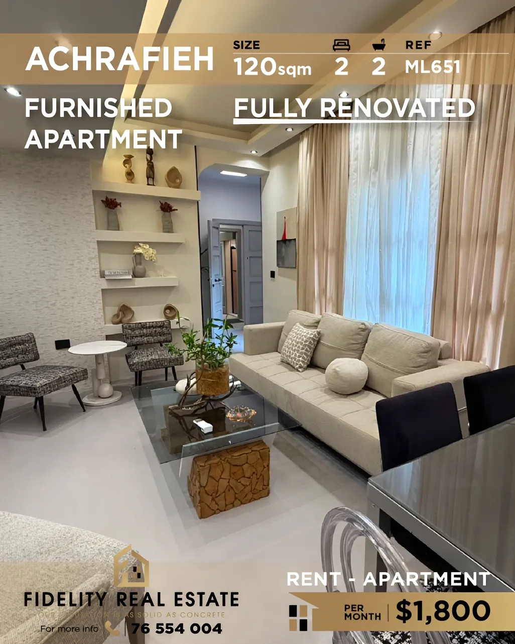 Apartment for rent in Achrafieh, Beirut, Lebanon