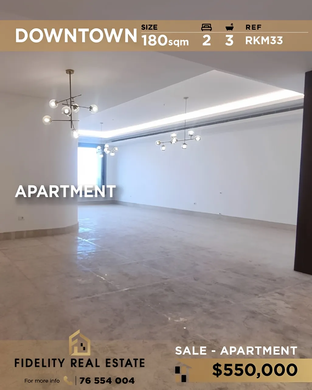 Apartment for sale in Downtown, beirut, Lebanon - 2 bed, 3 bath