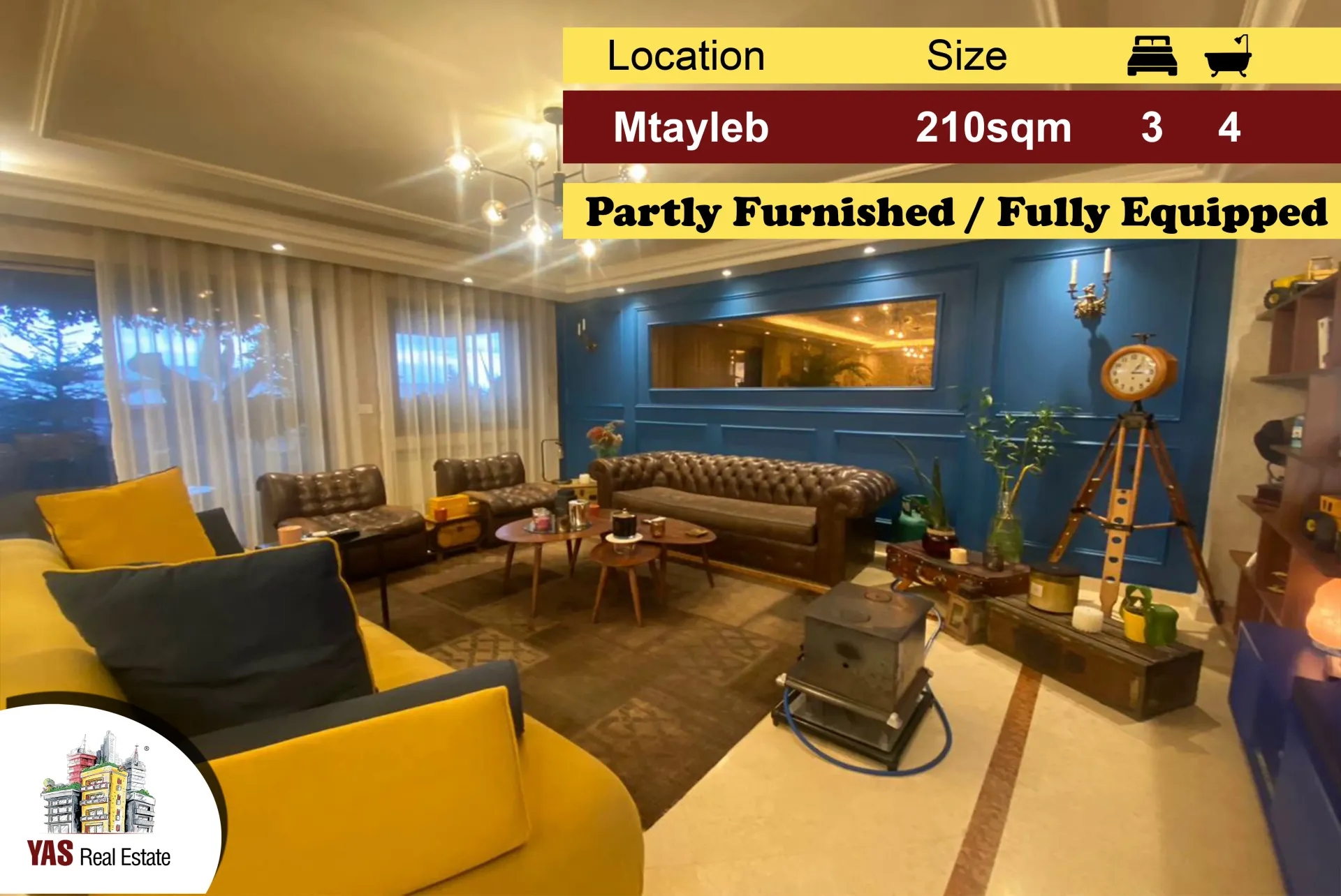 Apartment for Sale in Mtaileb - 3 bed, 4 bath