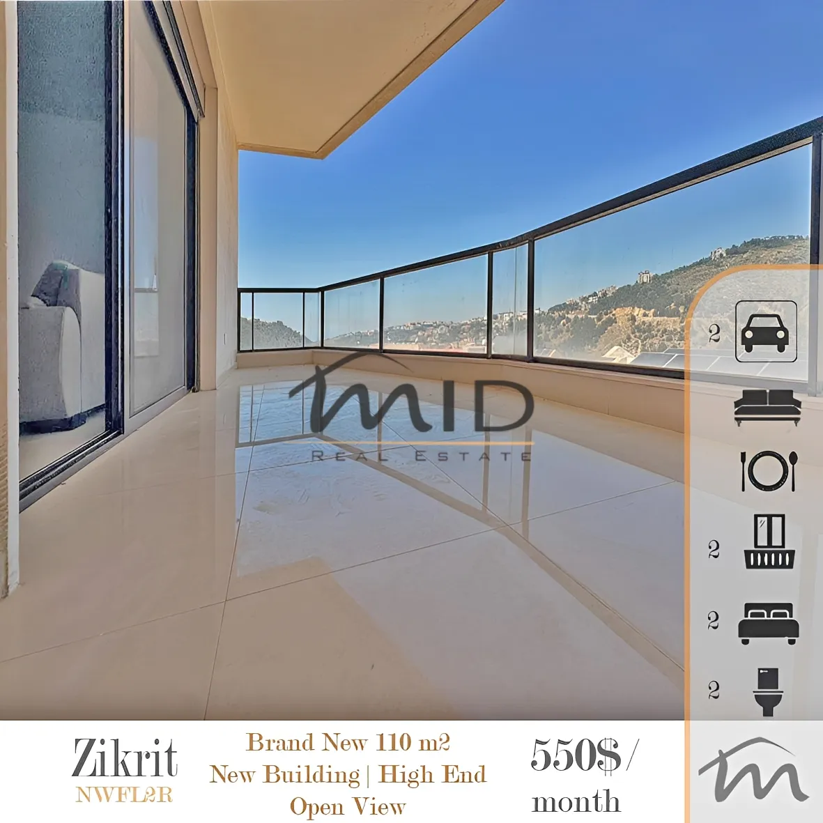 Apartment for rent in Zikrit, lebanon - 2 bed, 2.0 bath