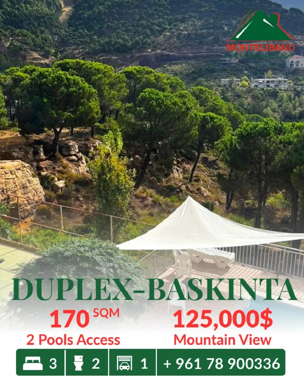 Duplex for sale in Baskinta, Lebanon