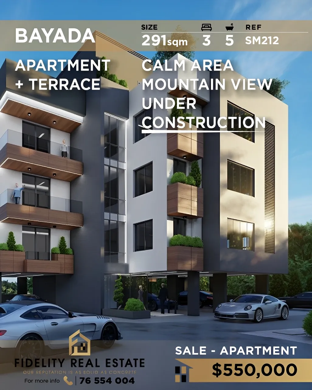 Apartment for sale in WJ98+96V, Bayada Main Road, Rabieh, Lebanon - 3 bed, 5 bath