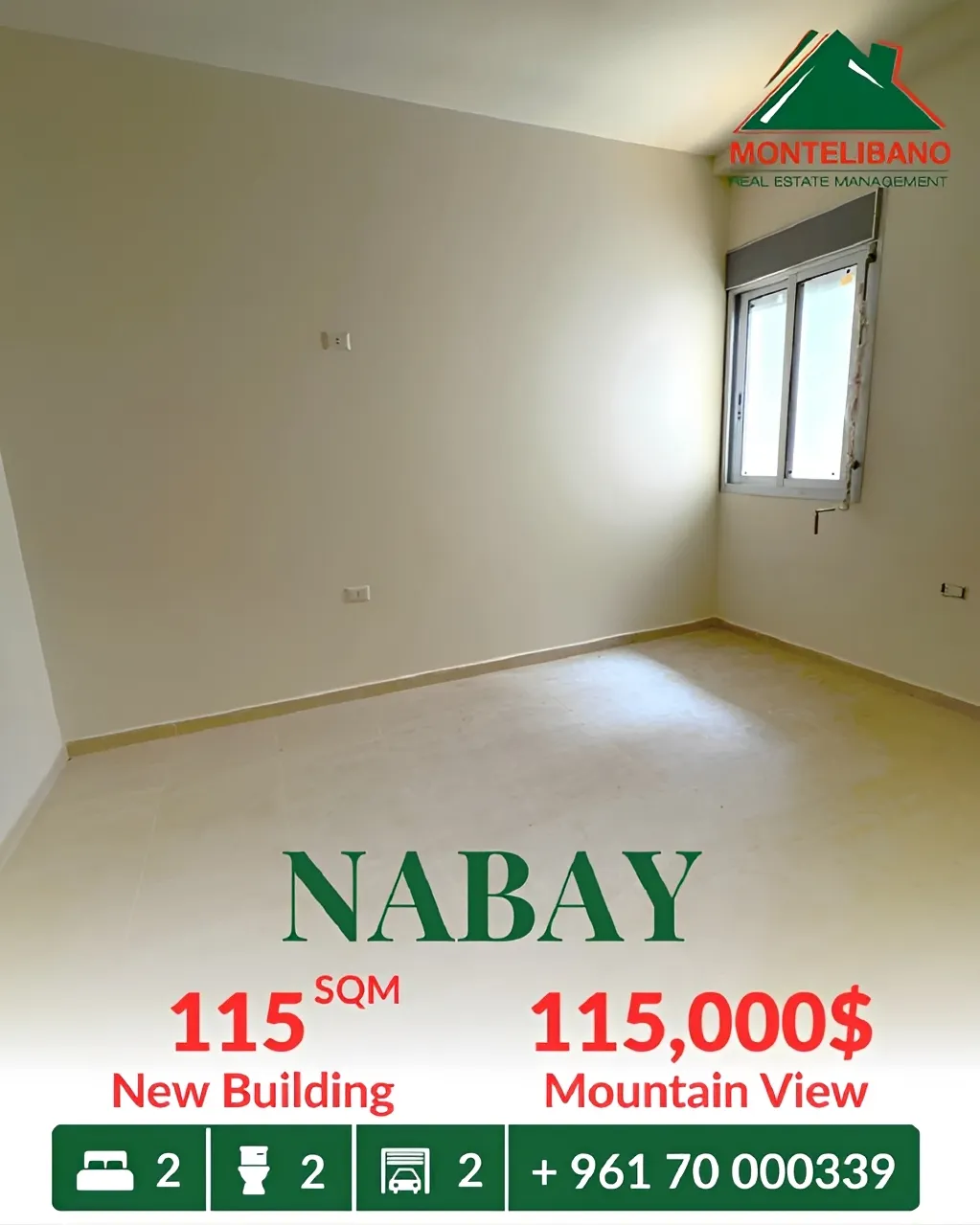 Apartment for sale in Nabiyeh, Lebanon - 2 bed, 2 bath