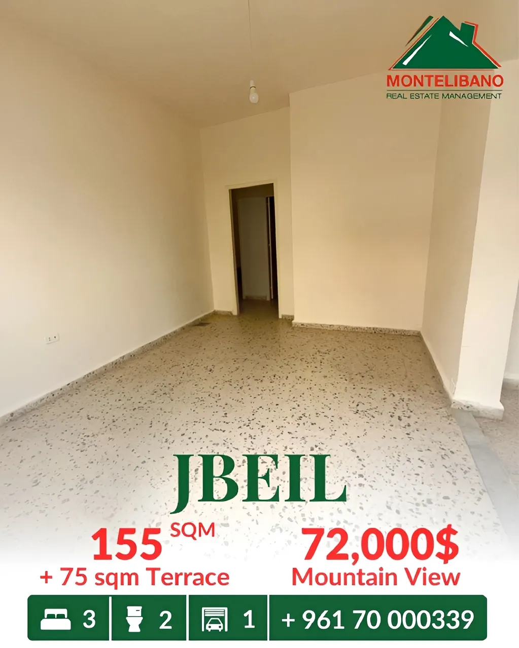 Apartment for sale in Jbeil, Lebanon - 3 bed, 2 bath