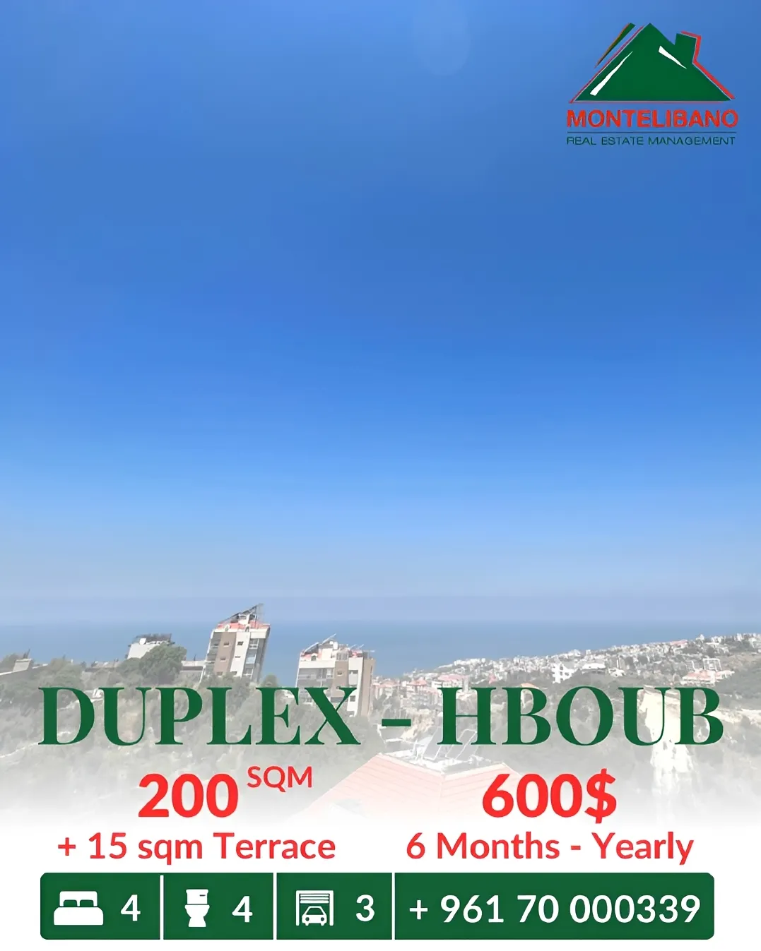 Apartment for rent in Habboub, Lebanon - 4 bed, 4 bath