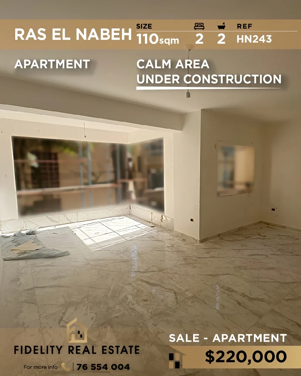 Apartment for sale in Ras El Nabaa, Bayrut, Lebanon - 2 bed, 2 bath