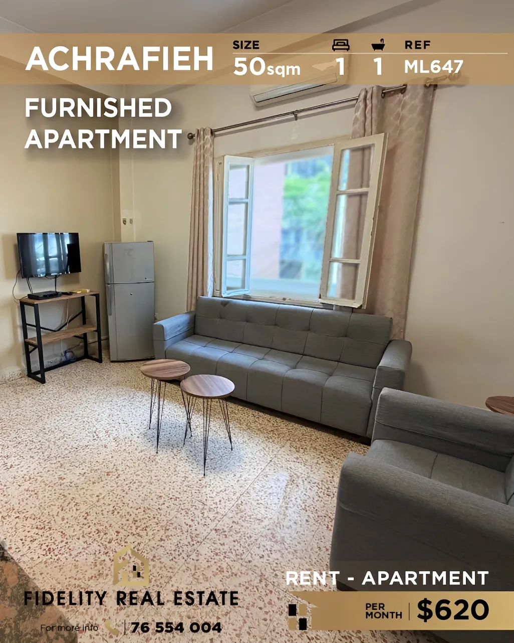 Apartment for rent in Achrafieh, Beirut, Lebanon - 1 bed, 1 bath