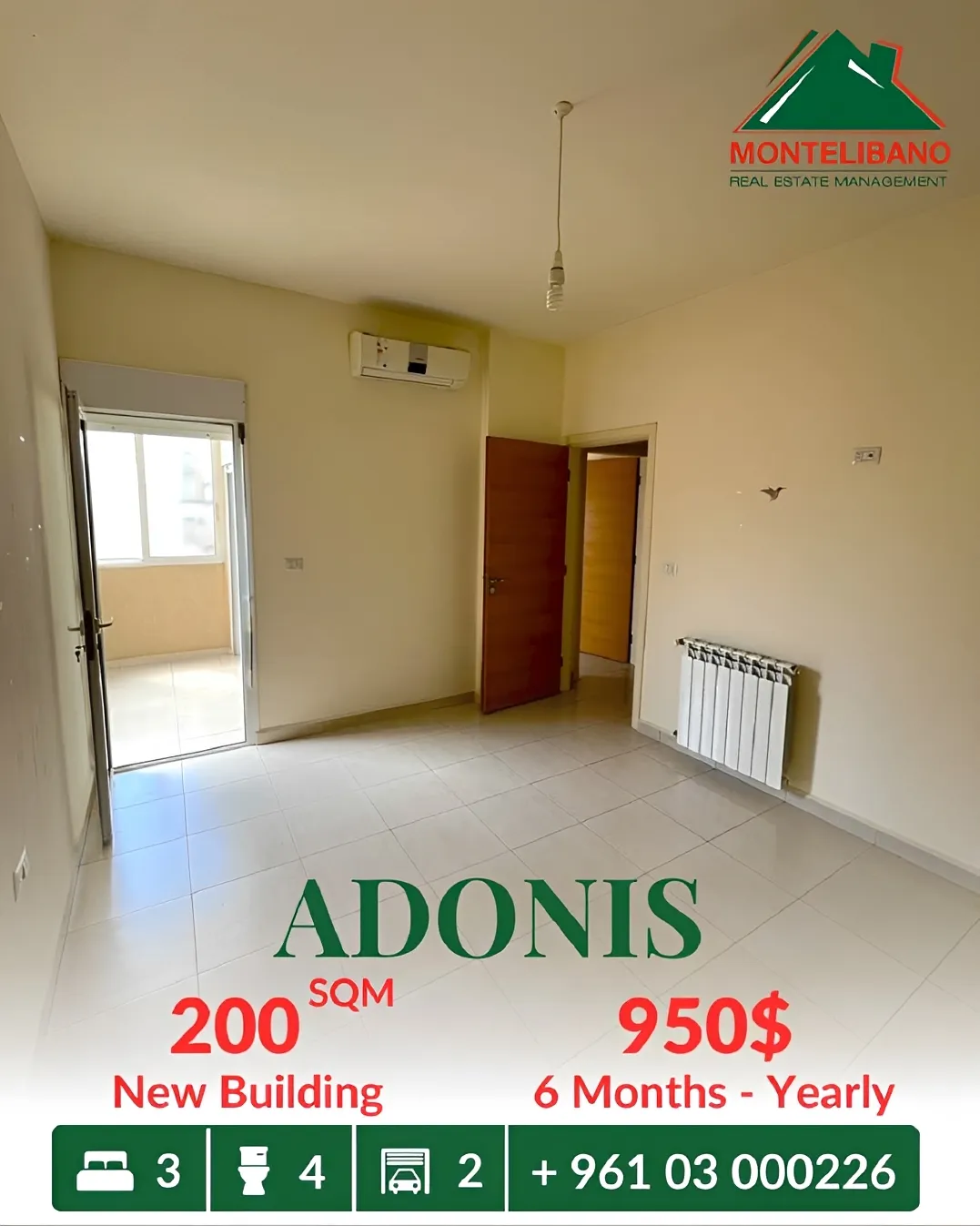 Apartment for rent in Adonis, Lebanon