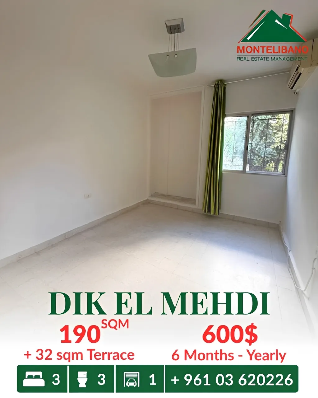 Apartment for rent in Dik El Mehdi