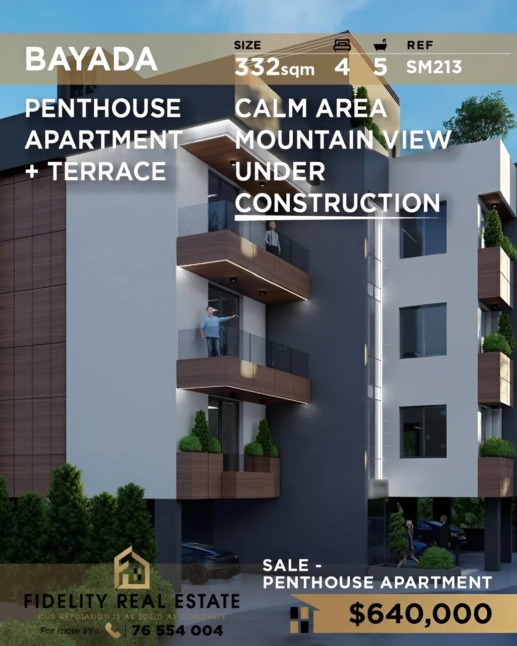 Apartment for sale in WJ98+96V, Bayada Main Road, Rabieh, Lebanon - 3 bed, 5 bath