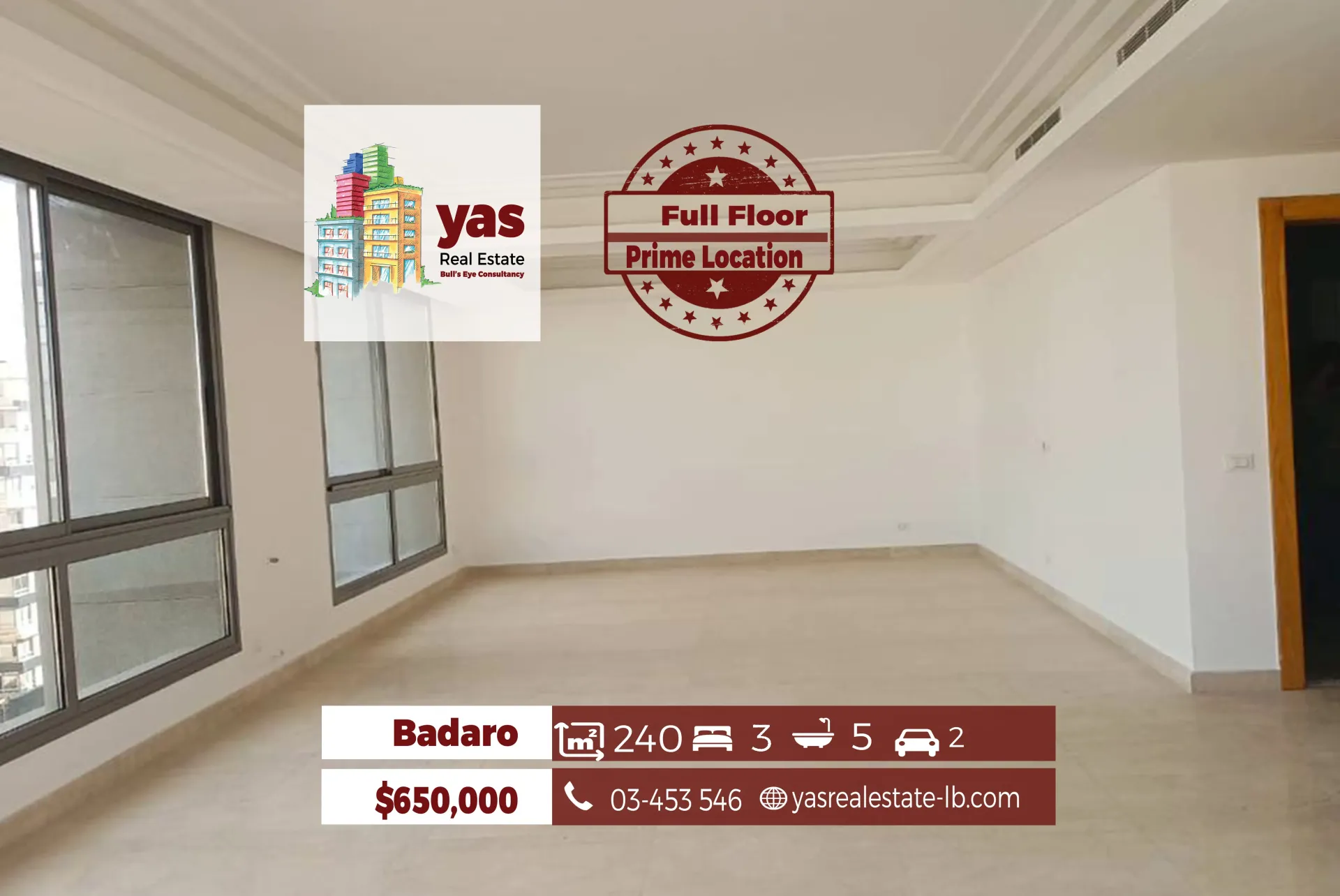 Apartment for Sale in Badaro - 3 bed, 5 bath