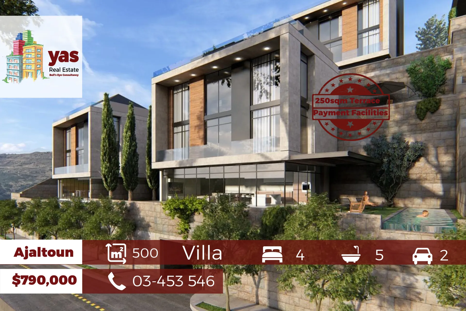 Apartment for Sale in Ajaltoun - 4 bed, 5 bath