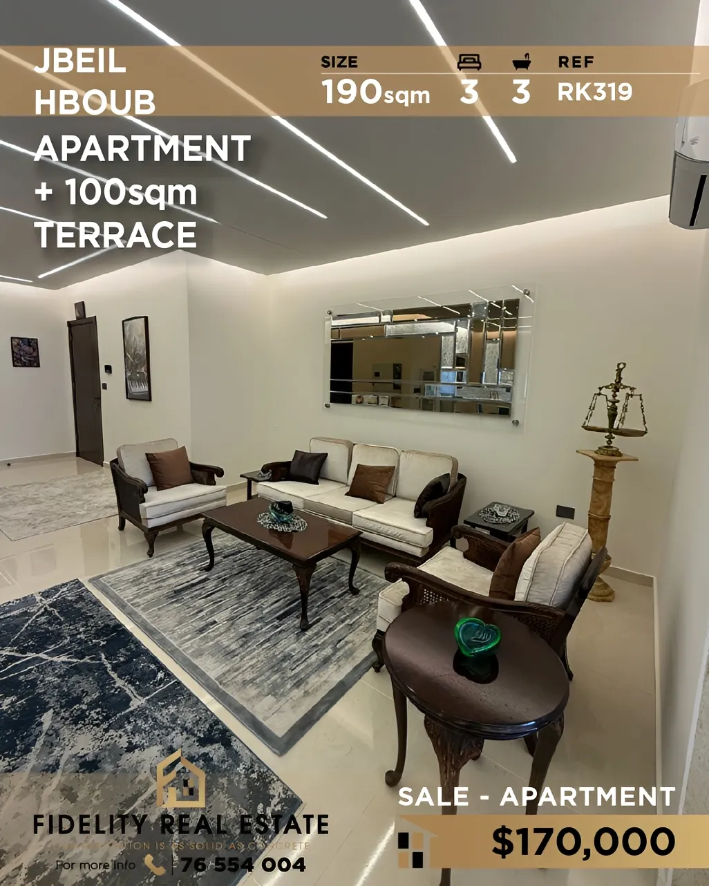 Apartment for sale in Jbeil, Lebanon - 3 bed, 3 bath