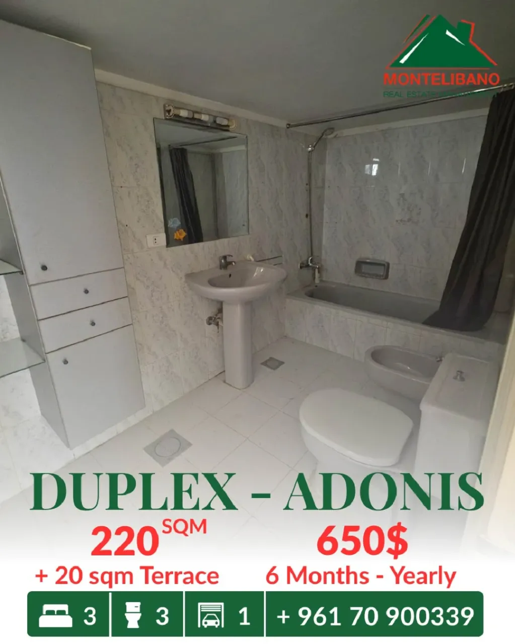 Duplex for rent in Adonis, Lebanon