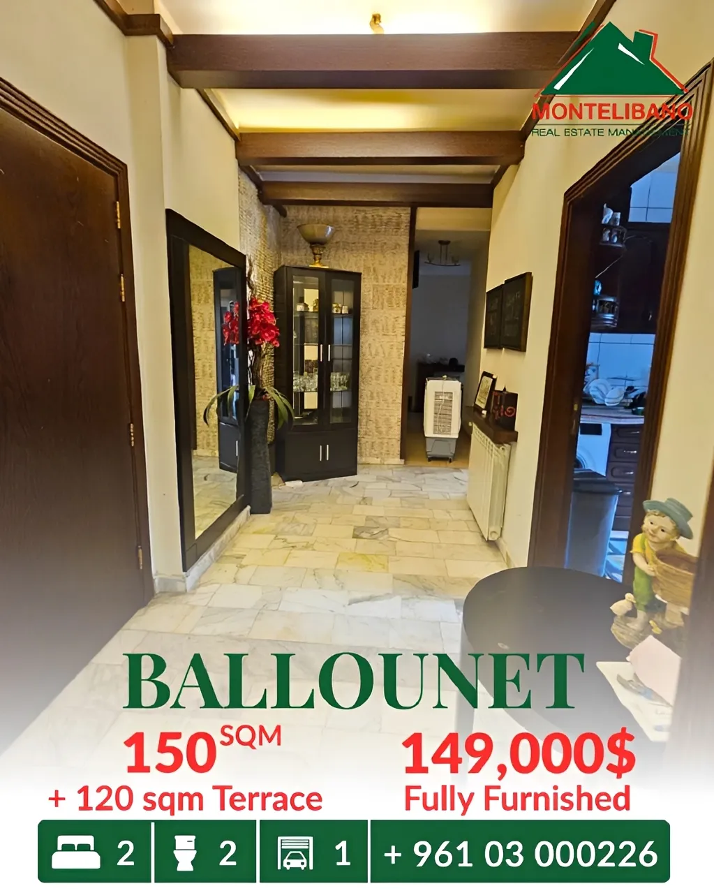 Apartment for sale in Ballouneh