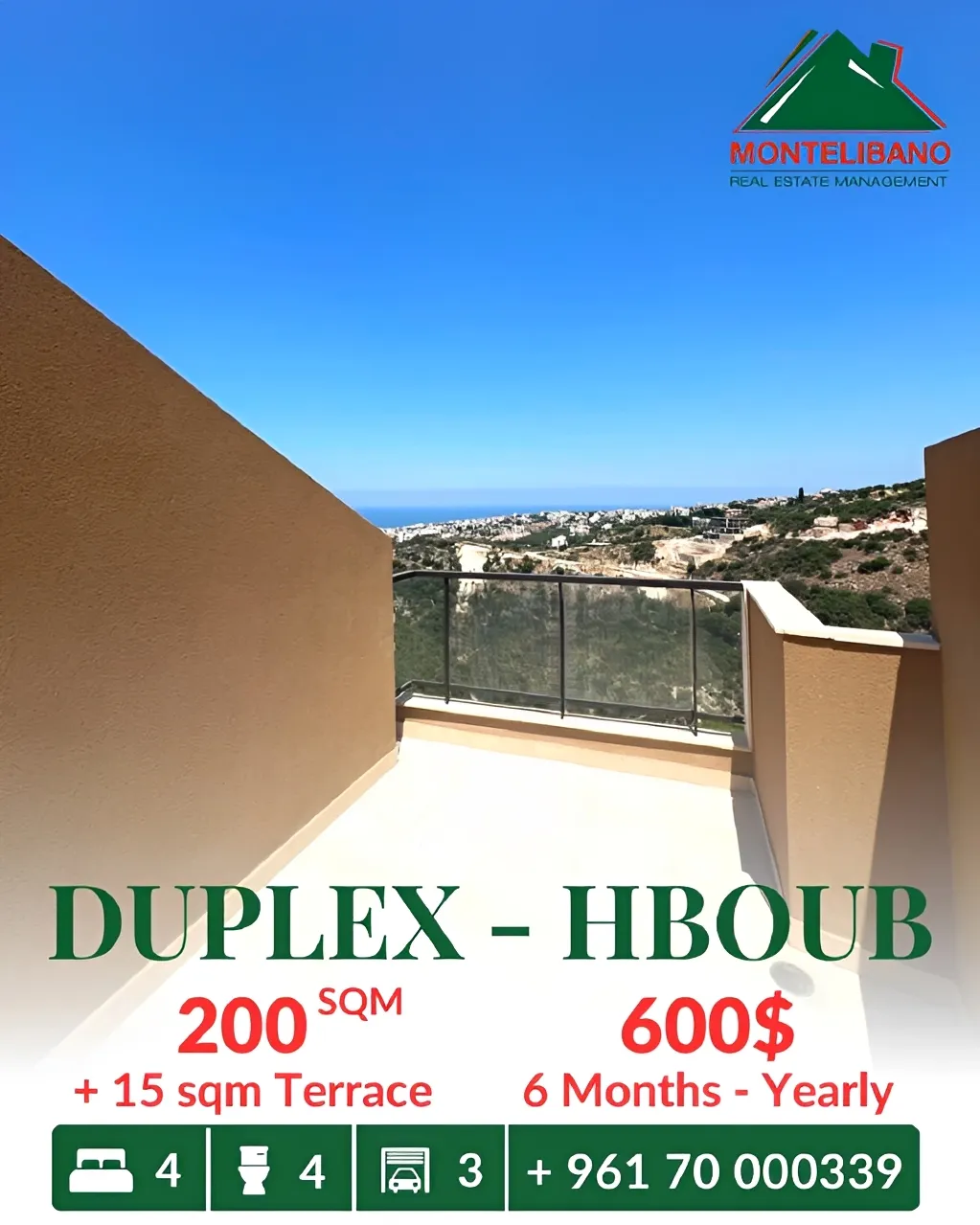 Apartment for rent in Habboub, Lebanon - 4 bed, 4 bath