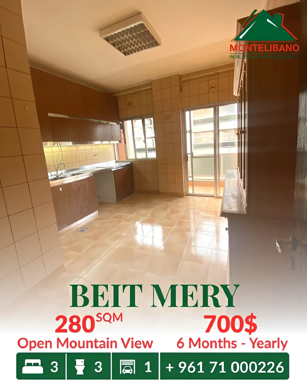 Apartment for rent in Beit Meri