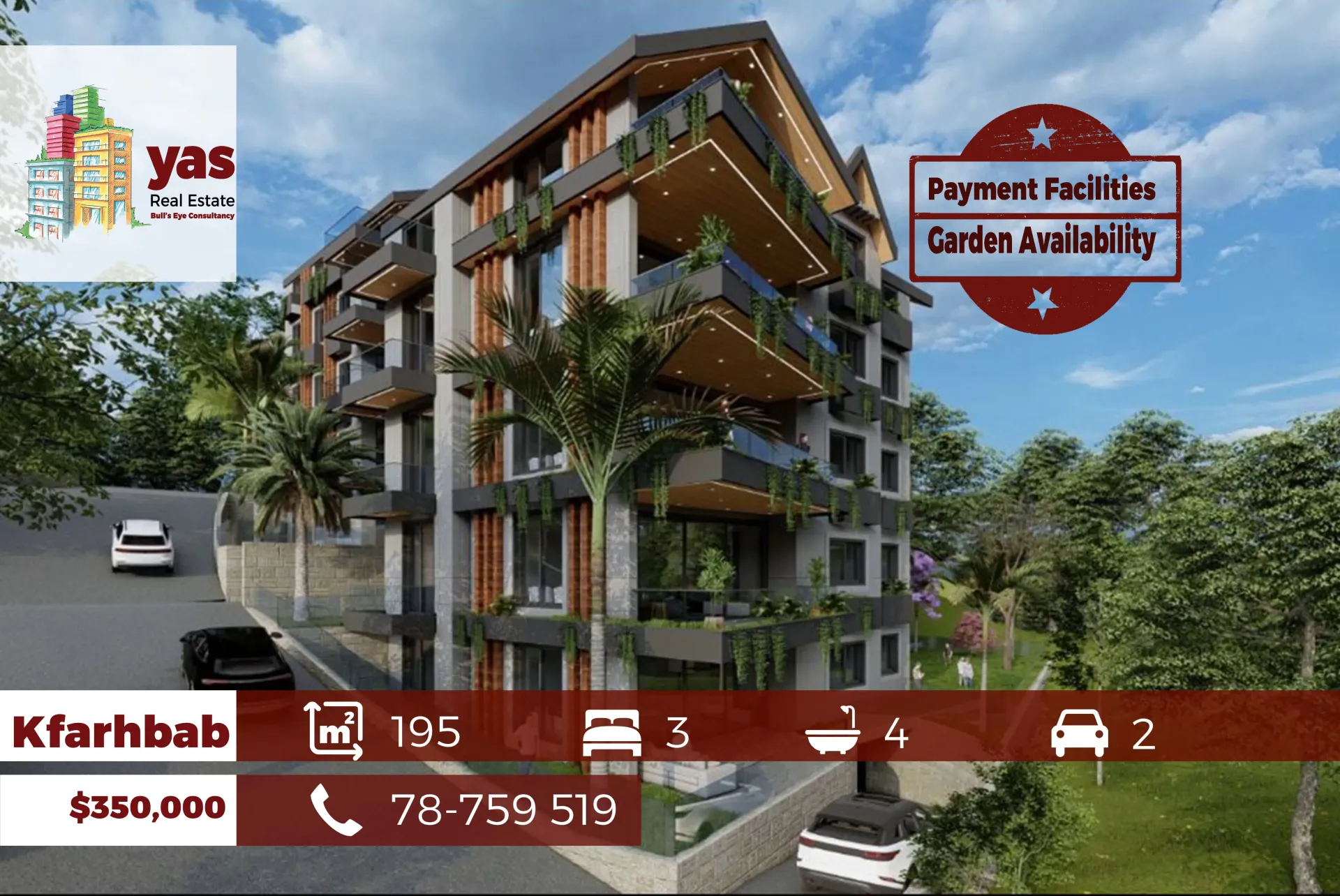 Apartment for Sale in Kfar Hbab - 3 bed, 4 bath