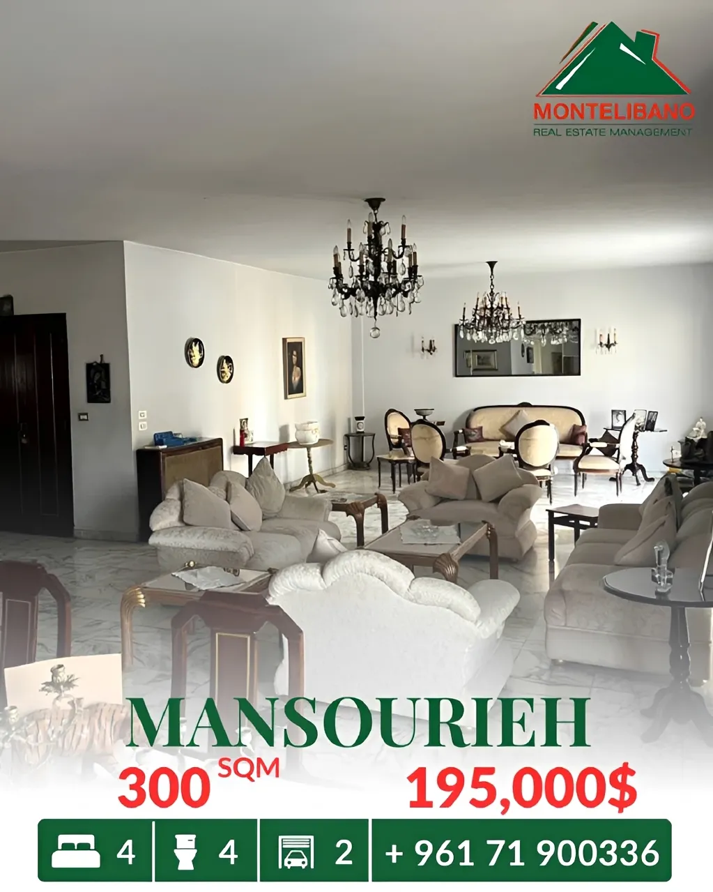 Apartment for sale in Mansourieh