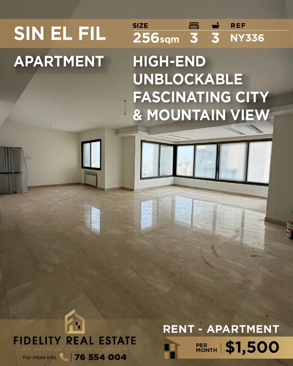 Apartment for rent in Sin el Fil, Lebanon - 3 bed, 3 bath