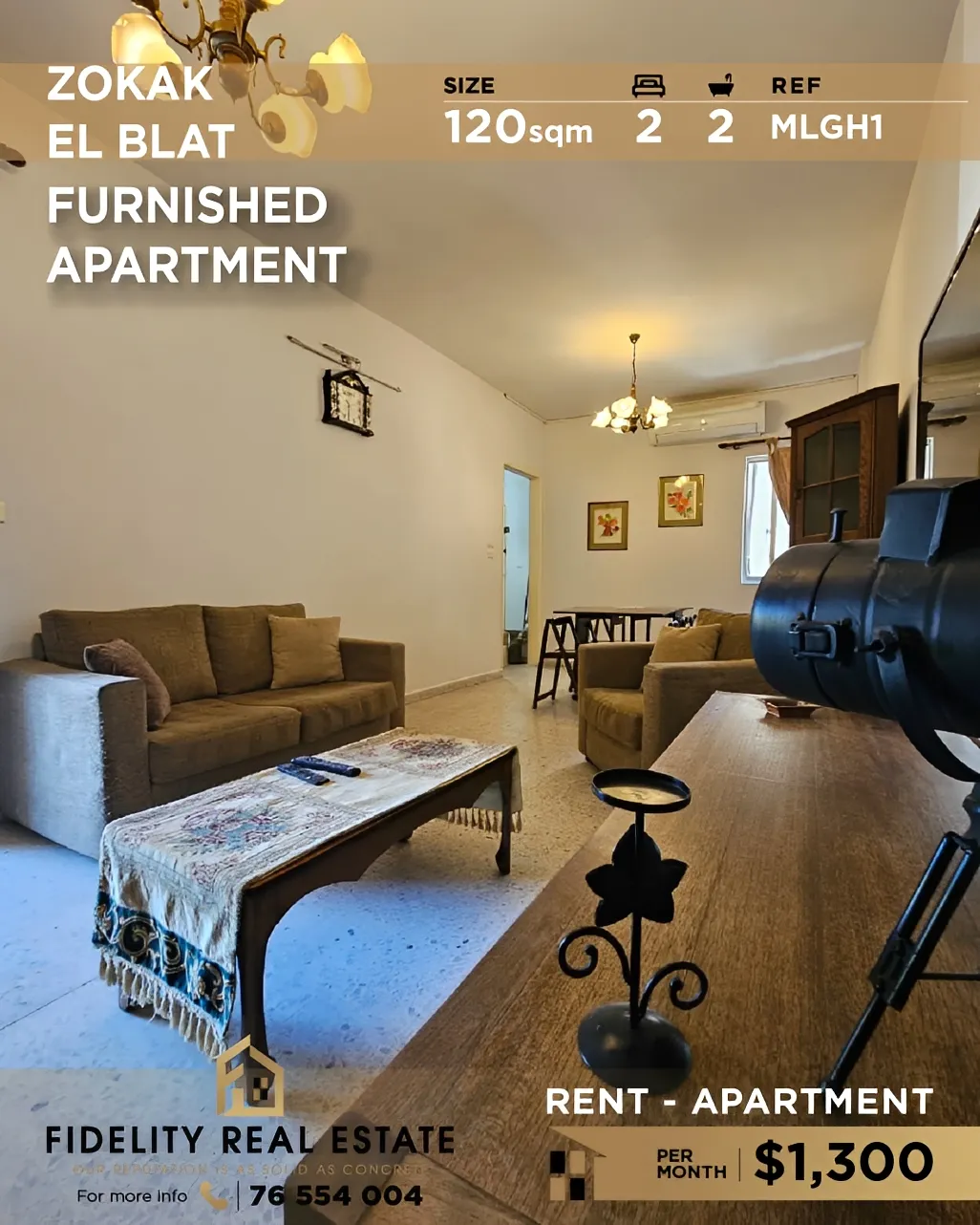 Apartment for rent in Zokak el Blat, Beirut, Lebanon - 2 bed, 2 bath