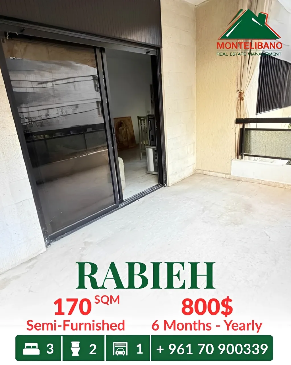 Apartment for rent in Rabieh, Lebanon - 3 bed, 2 bath