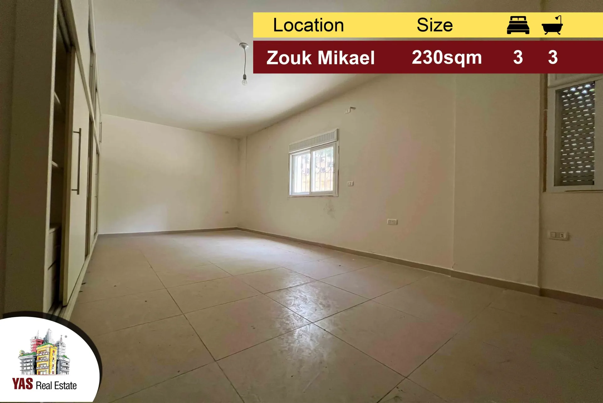 Apartment for Sale in Zouk Mikael - 3 bed, 3 bath
