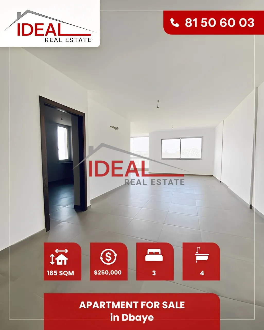Apartment for Sale in Dbayeh, Lebanon - 3 bed, 4 bath