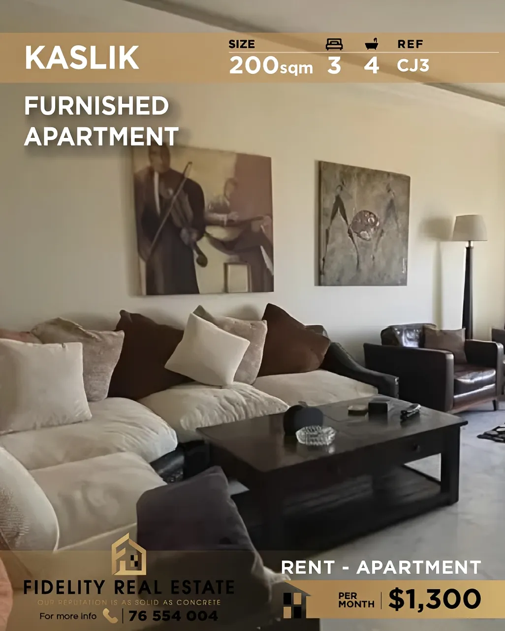 Apartment for rent in Kaslik, Lebanon - 3 bed, 4 bath