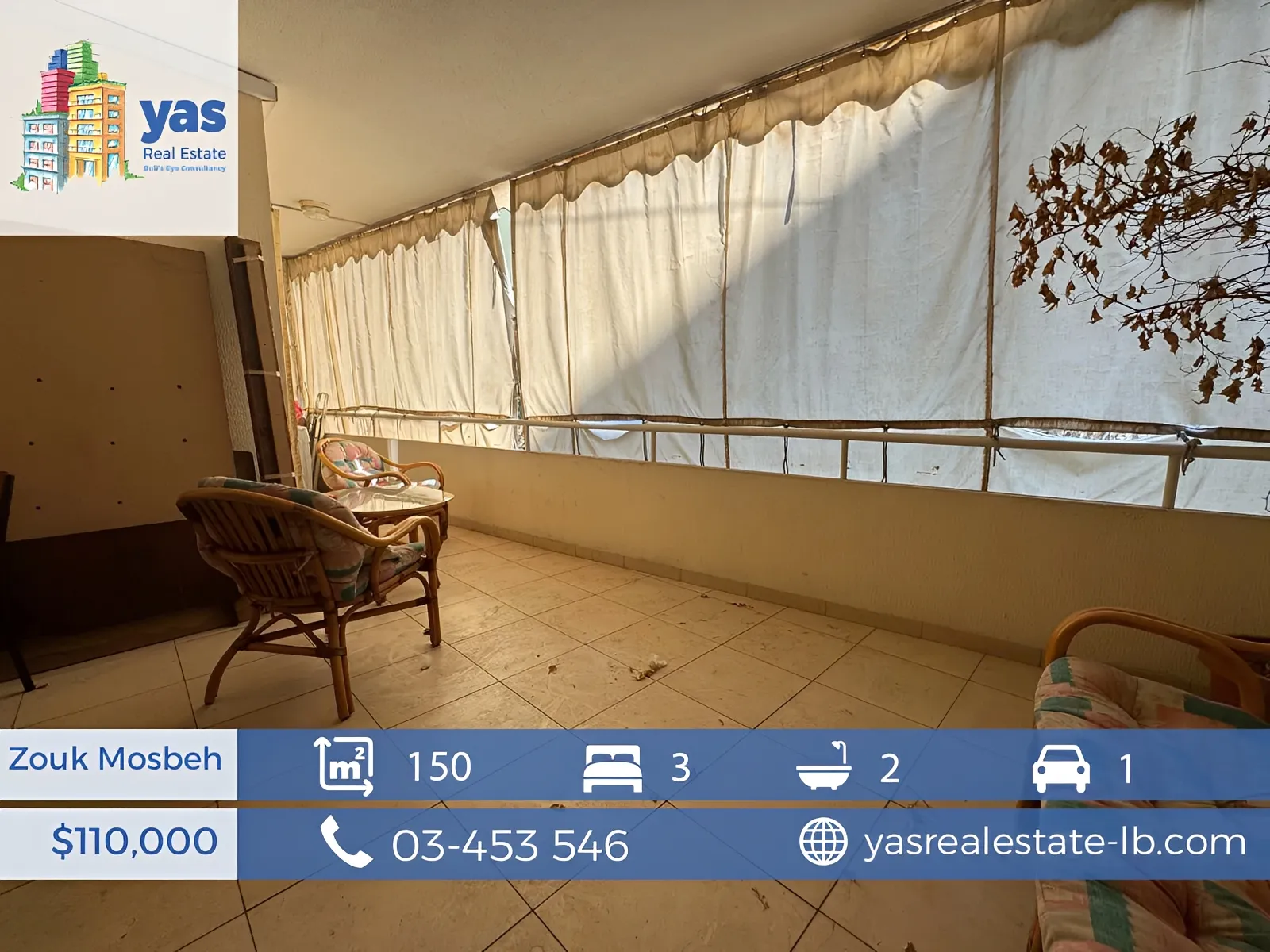 Apartment for Sale in Zouk Mosbeh - 3 bed, 2 bath