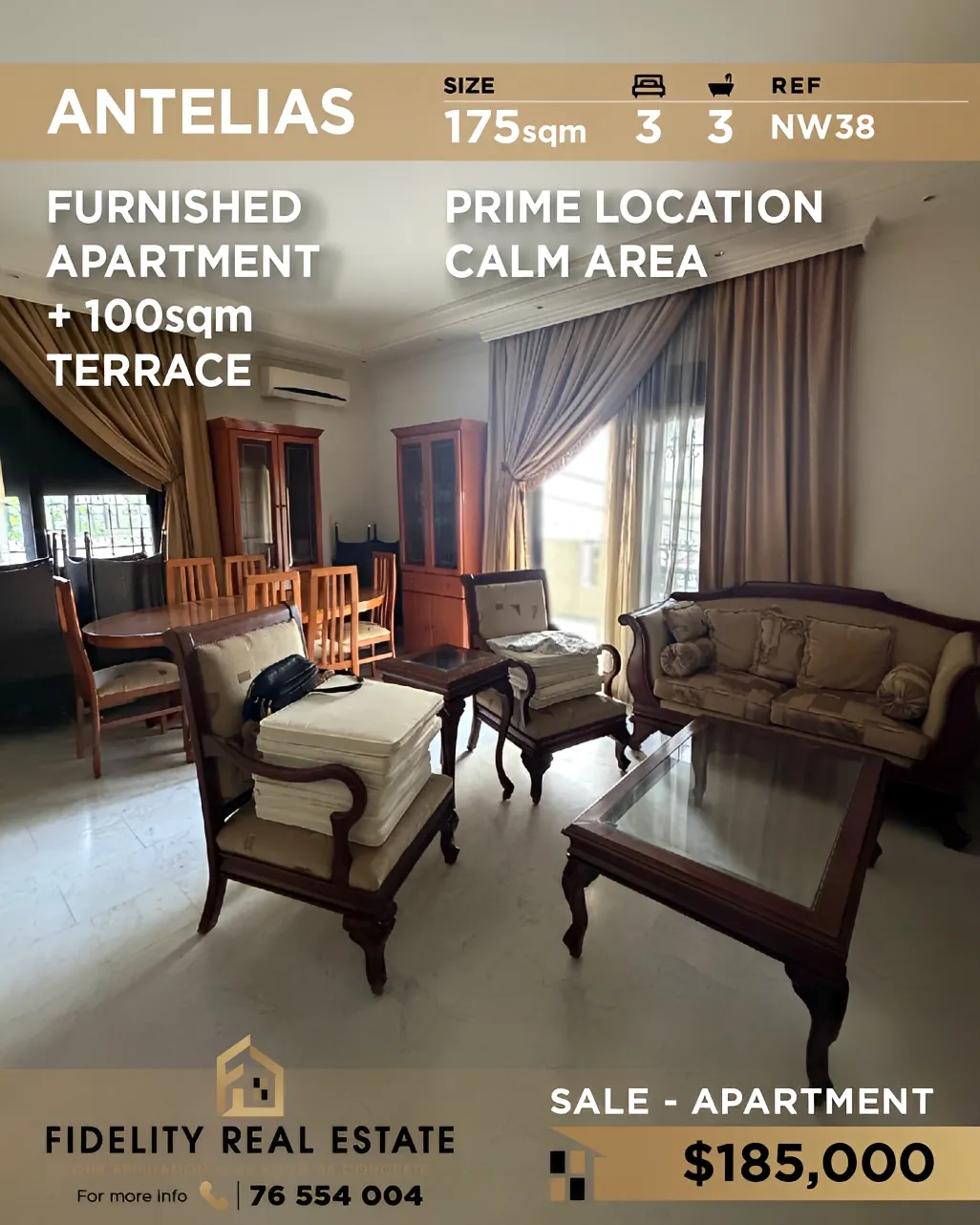 Apartment for sale in Antelias, Lebanon - 3 bed, 3 bath