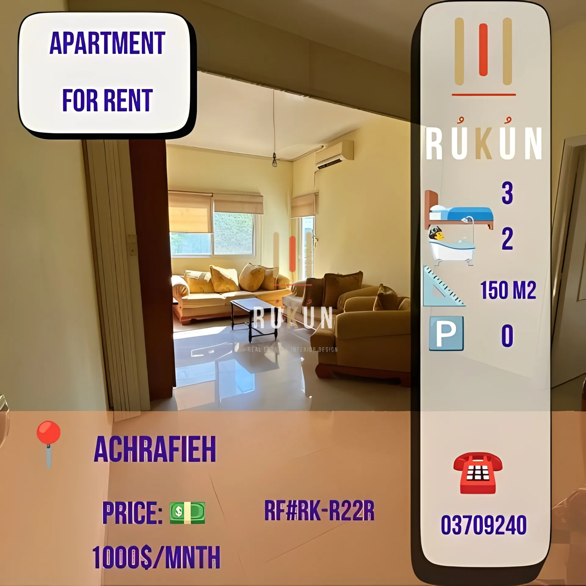 Apartment for rent in Achrafieh