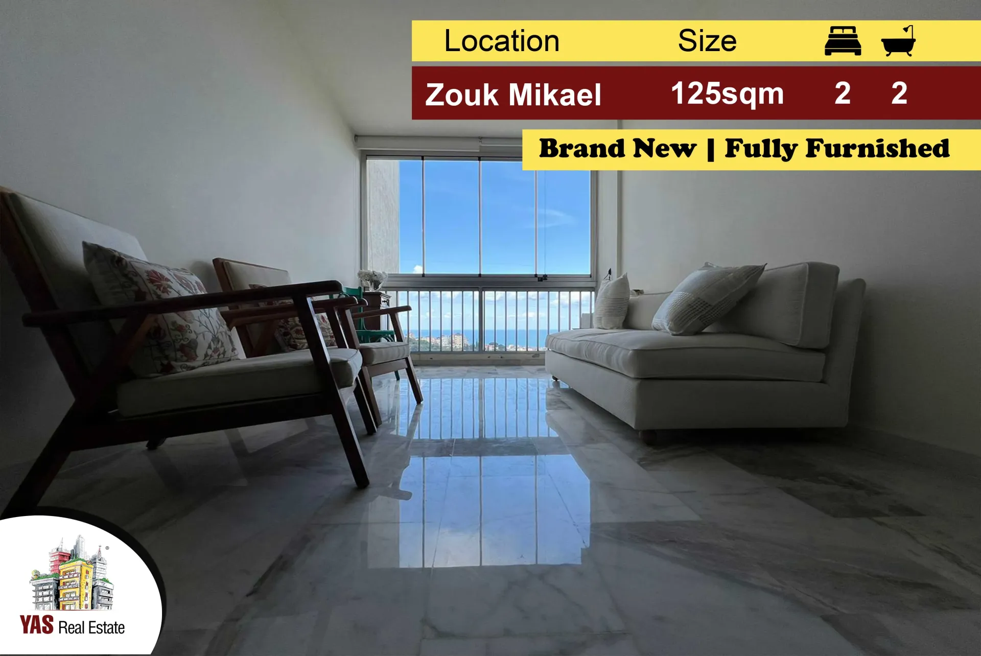 Apartment for Sale in Zouk Mikael - 2 bed, 2 bath