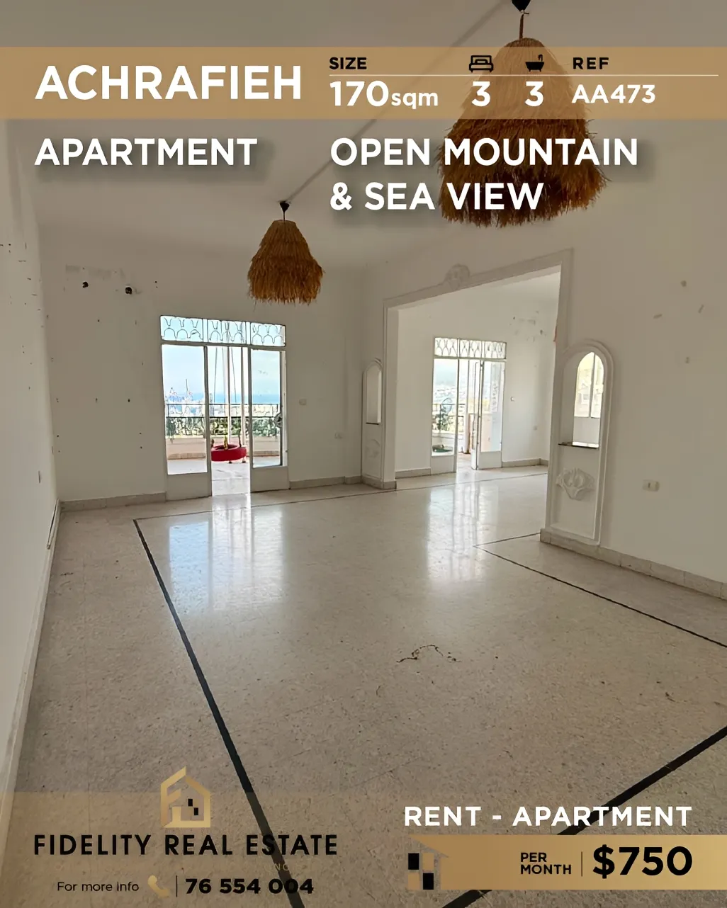 Apartment for rent in Achrafieh, Beirut, Lebanon - 3 bed, 3 bath