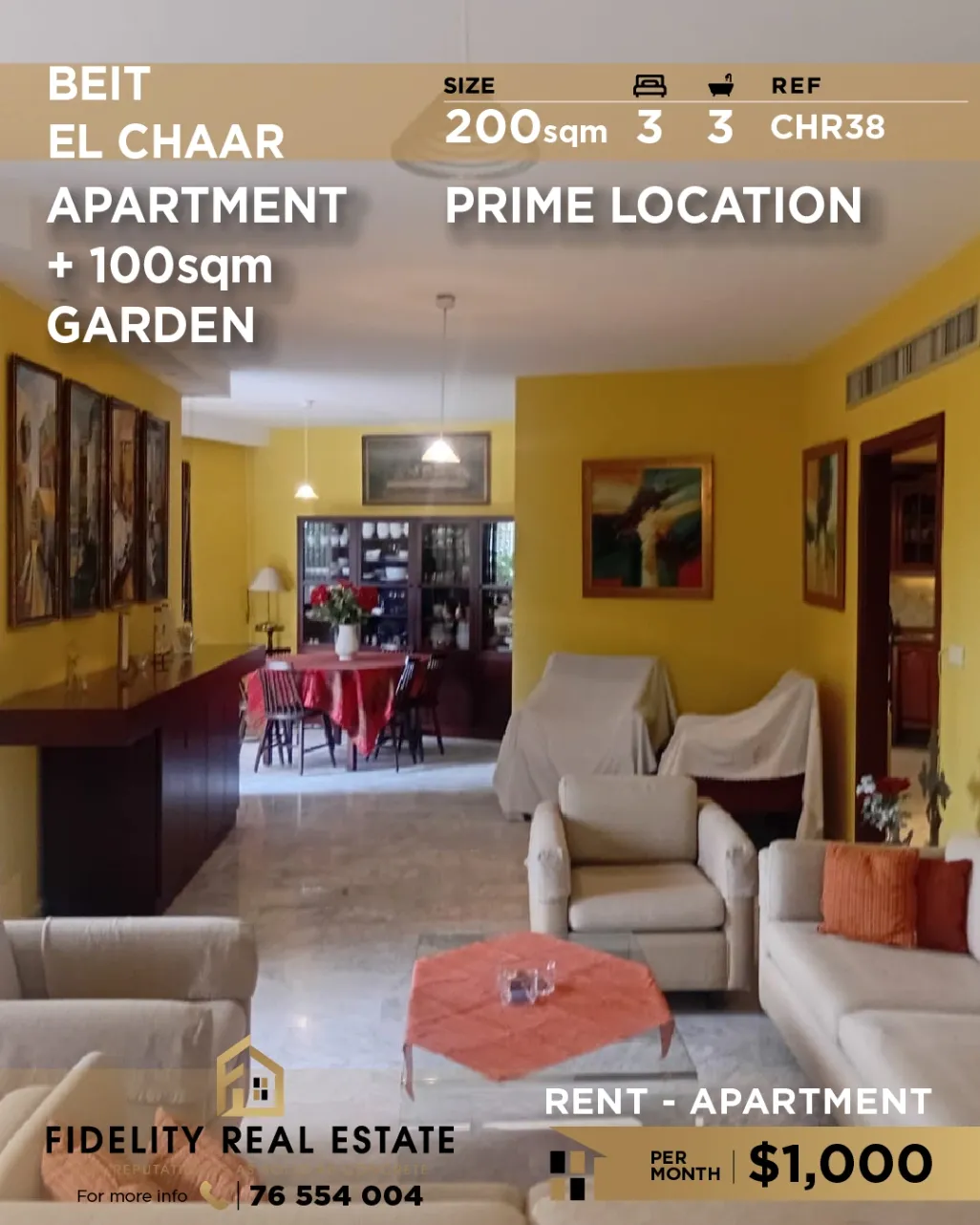 Apartment for rent in Beit El Chaar, Lebanon - 3 bed, 3 bath