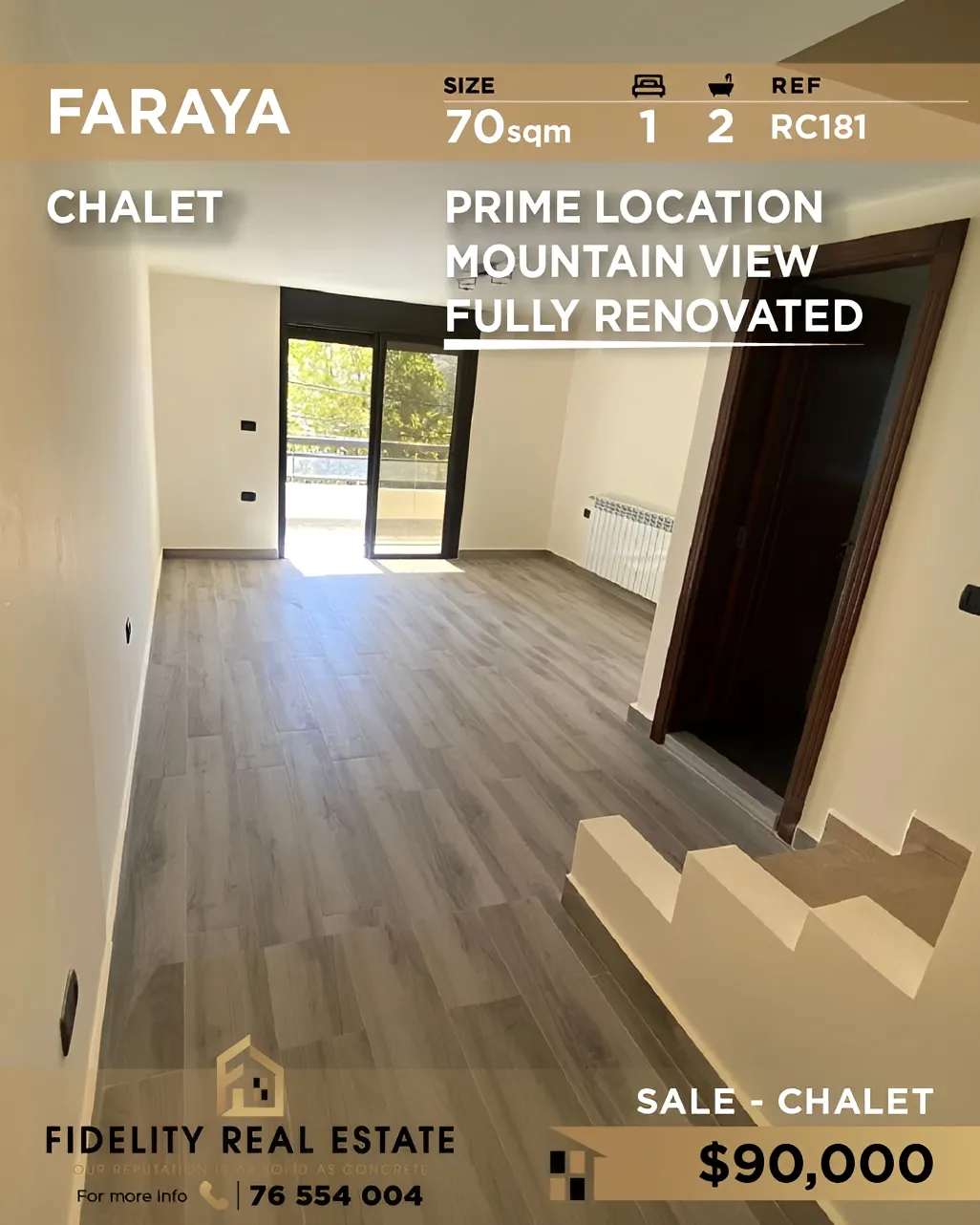 Chalet for sale in Faraiya, Lebanon - 1 bed, 2 bath