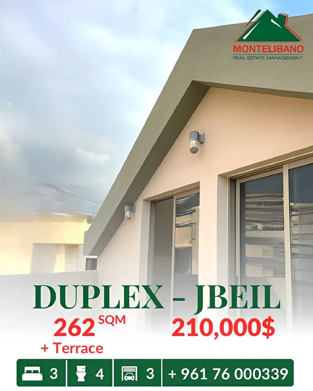 Duplex for sale in Jbeil, Lebanon - 3 bed, 4 bath