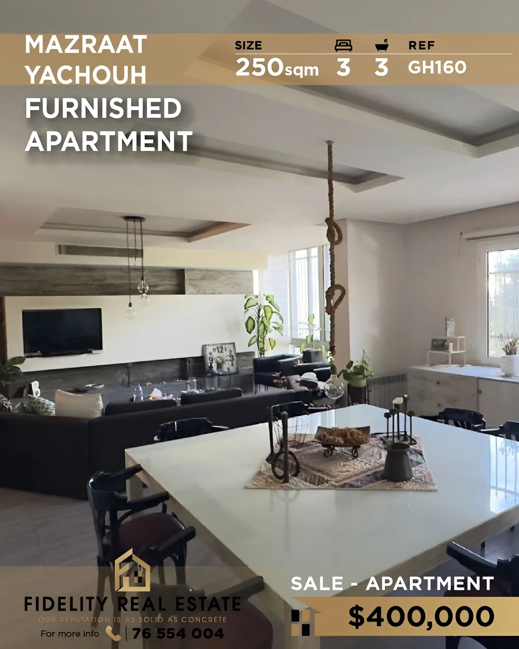 Apartment for sale in Mazraat Yachoua, Lebanon