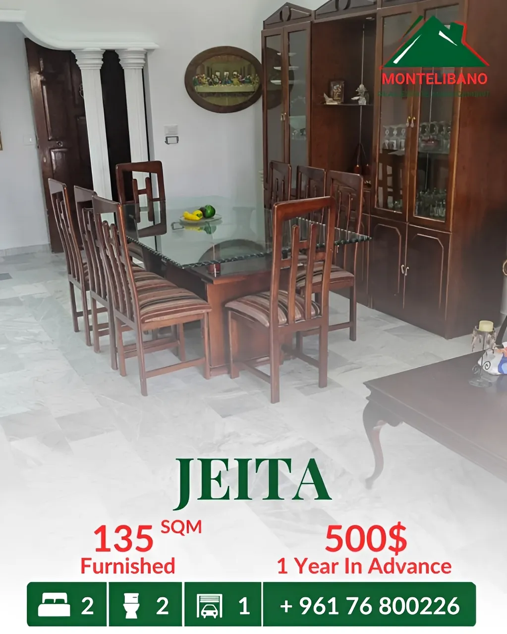 Apartment for rent in Jeita, Lebanon