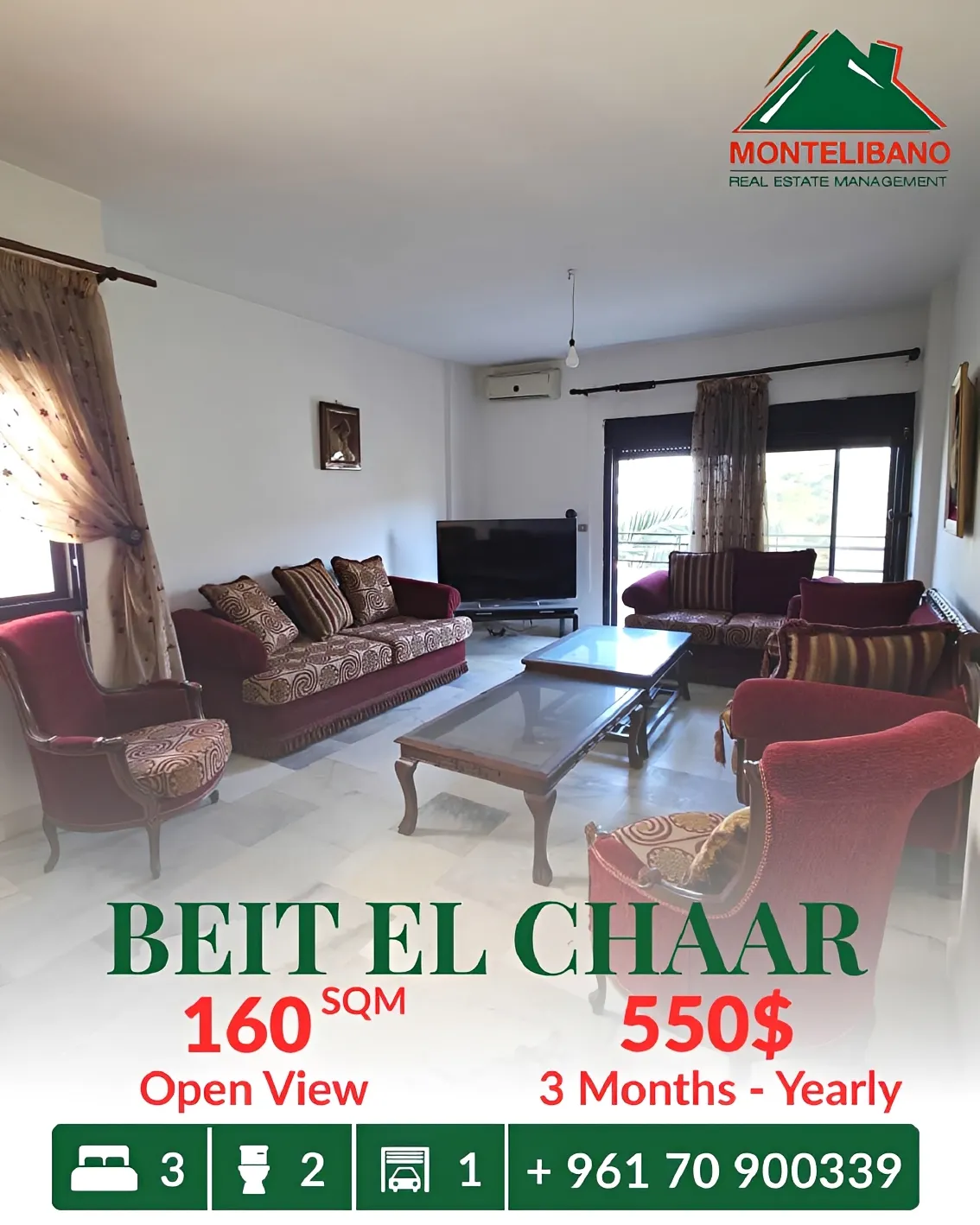 Apartment for rent in Beit El Chaar, Lebanon