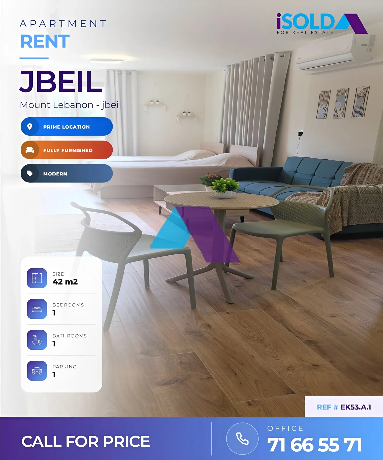 Studio for rent in Jbeil