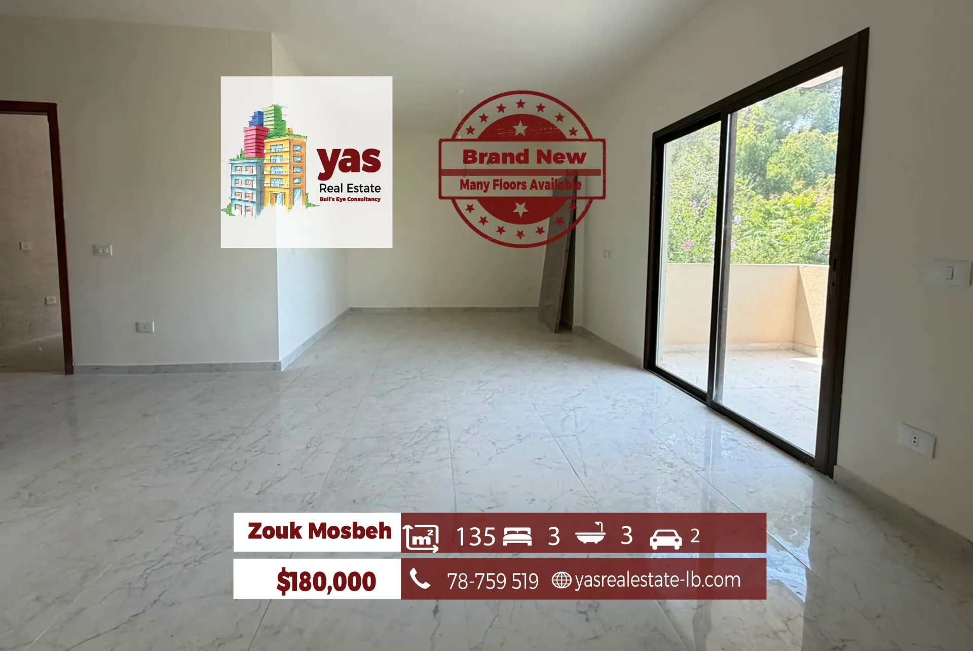 Apartment for Sale in Zouk Mosbeh - 3 bed, 3 bath