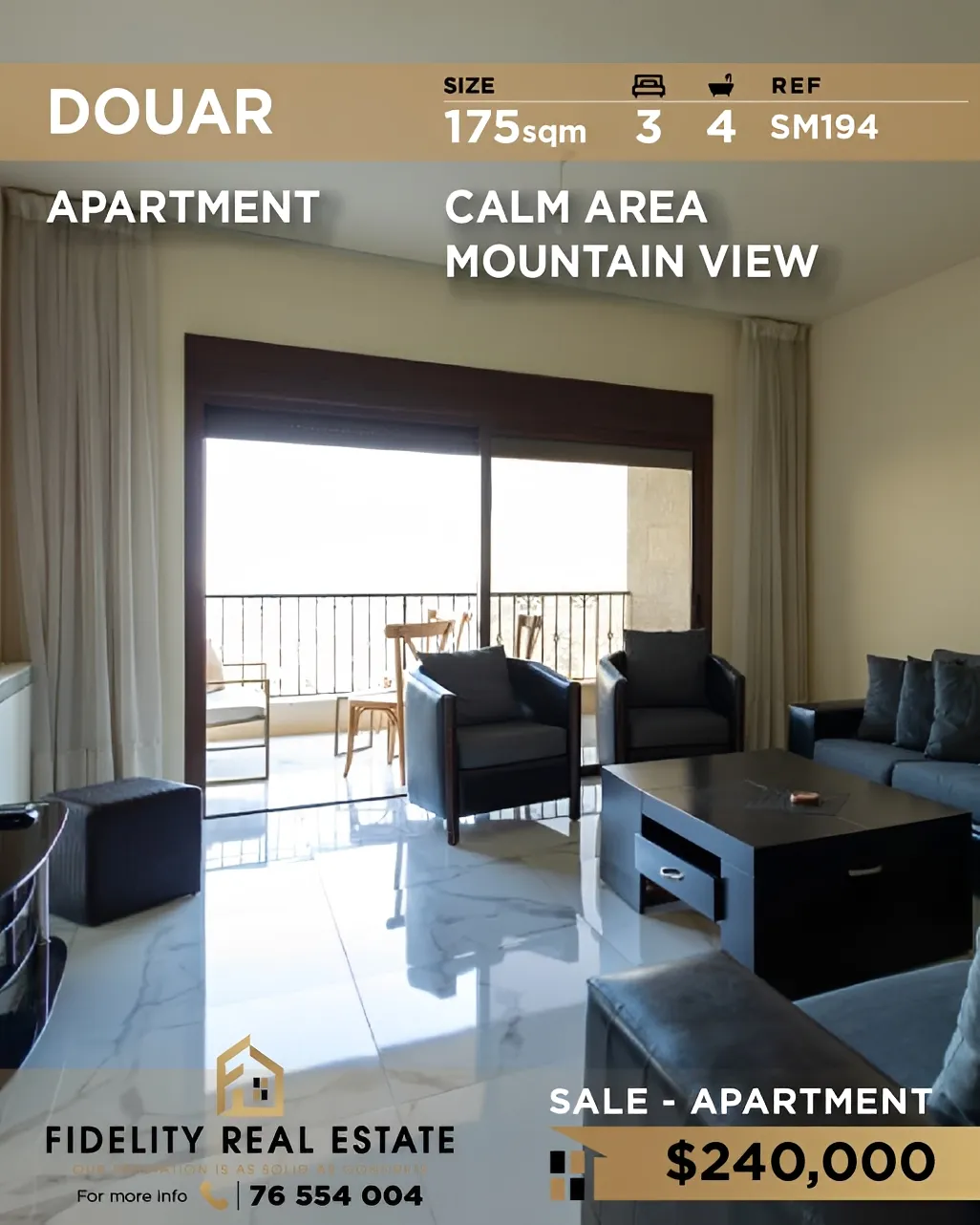 Apartment for sale in Douar, Lebanon - 3 bed, 4 bath