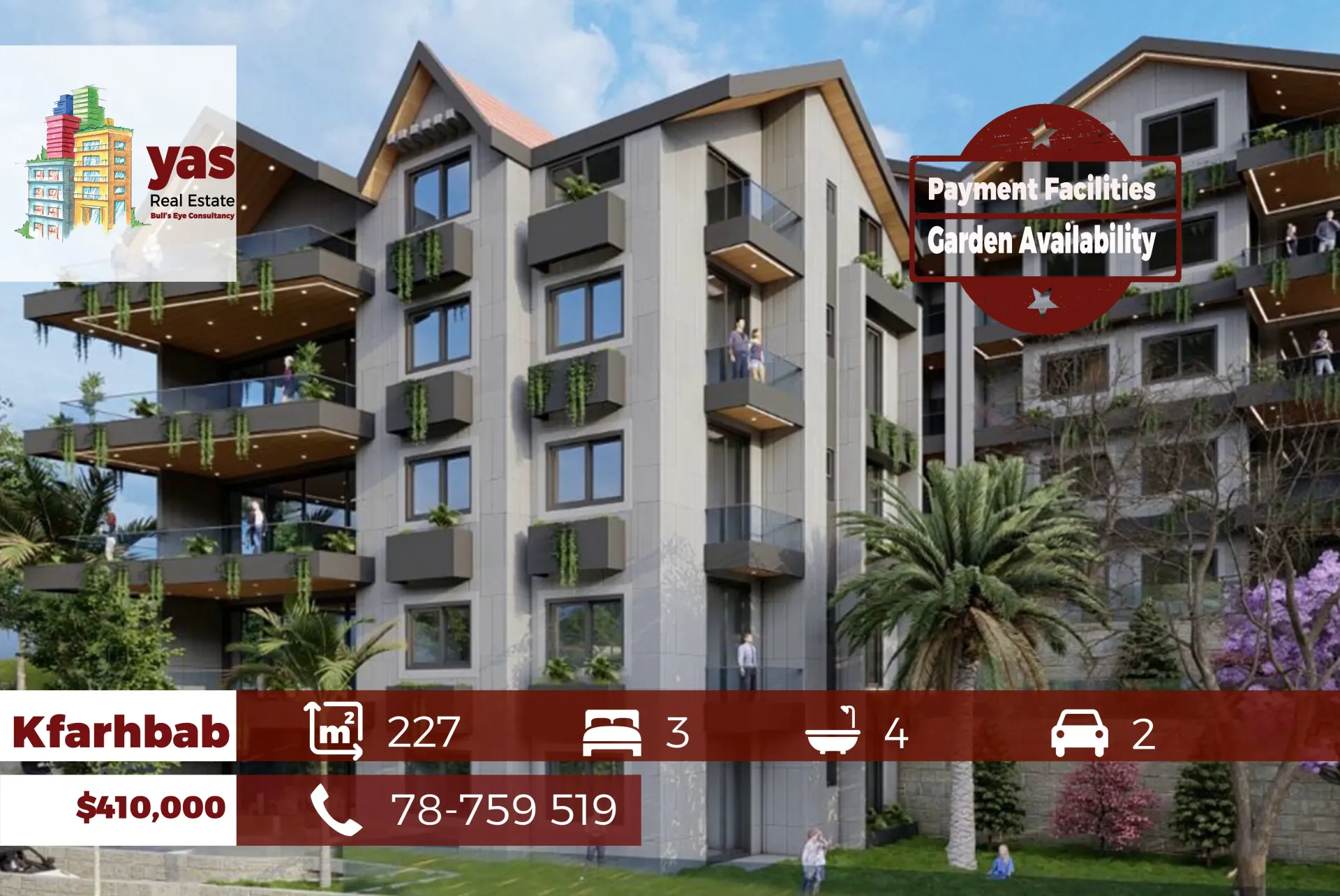Apartment for Sale in Kfar Hbab - 3 bed, 4 bath