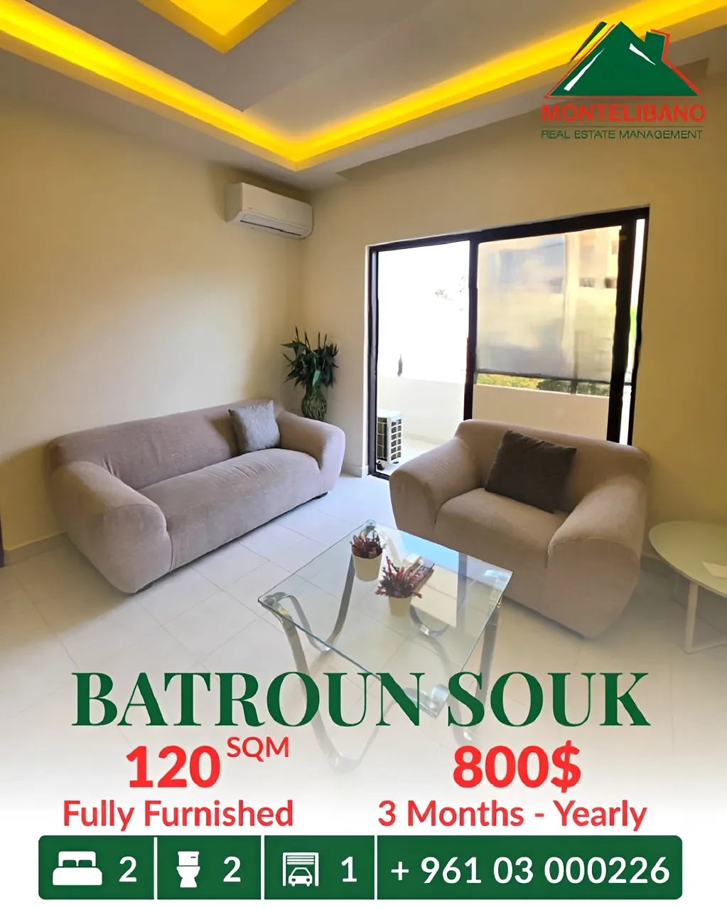 Apartment for rent in Batroun