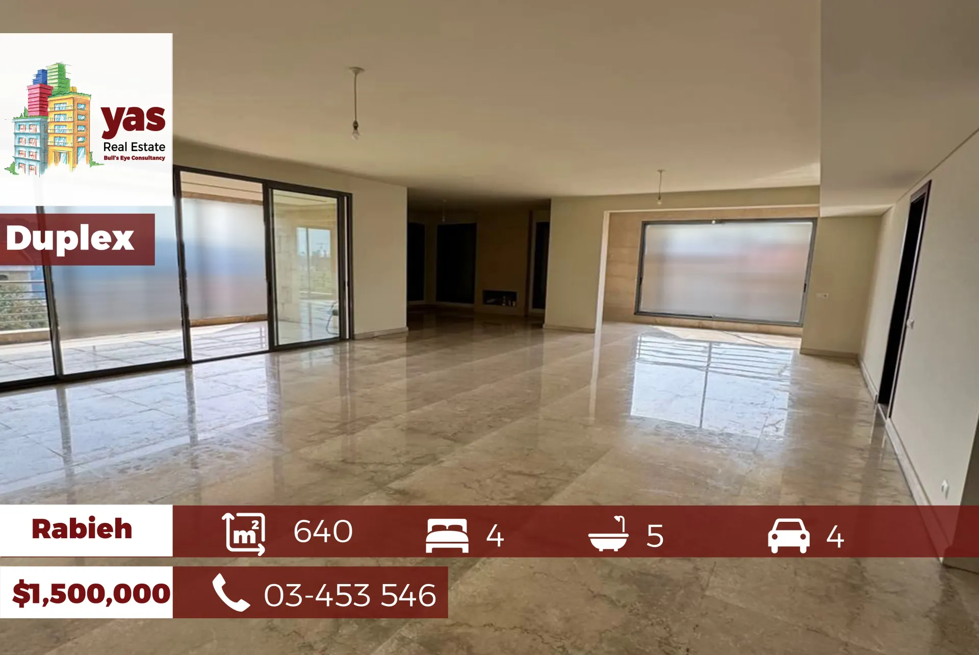 Apartment for Sale in Rabieh - 4 bed, 5 bath
